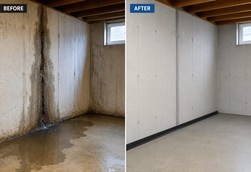 BASEMENT LEAK REPAIR Before After Gravenhurst BASEMENT LEAK REPAIR Before After Gravenhurst