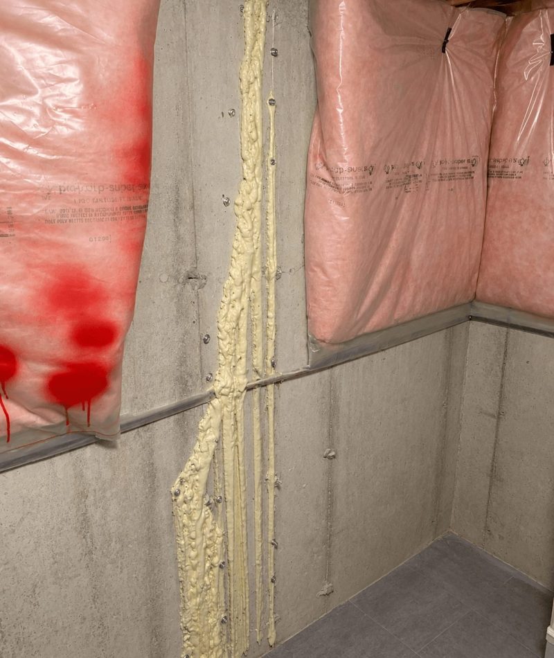 Polyurethane crack injection repair on interior basement wall Gravenhurst Polyurethane crack injection repair on interior basement wall Gravenhurst