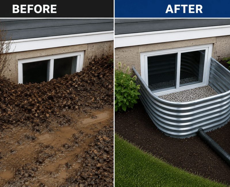Window Well Installation Before After Gravenhurst