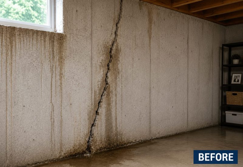 Basement Crack Repair Before